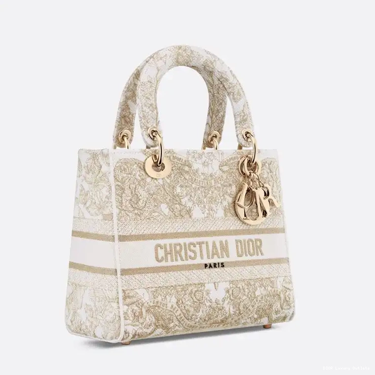Cheap Around Butterfly Motif D-lite Medium Lady White The Gold World Bag Canvas 0427 Luxury